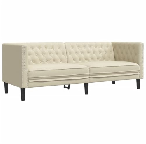 vidaXL Chesterfieldsoffa 3-sits gräddvit konstläder, 3-sitssoffa, tresitssoffa, 3 sitssoffa, 3-sitssoffor, tresitssoffor, 3 sitssoffor, 3 sits soffa