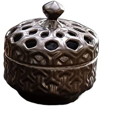 Vaso per la conservazione dell'aglio， Barattolo di stoccaggio vuoto in ceramica vintage fatto a mano con vaso di aglio, zenzero, cipolla, condimento(Black)