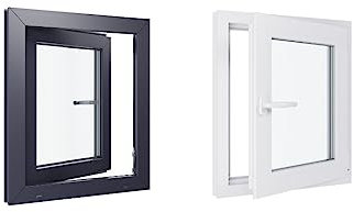 Ventana de PVC – 600 x 700 mm – Cristal – Bicolor blanco int/antracita ext-mango a la izquierda