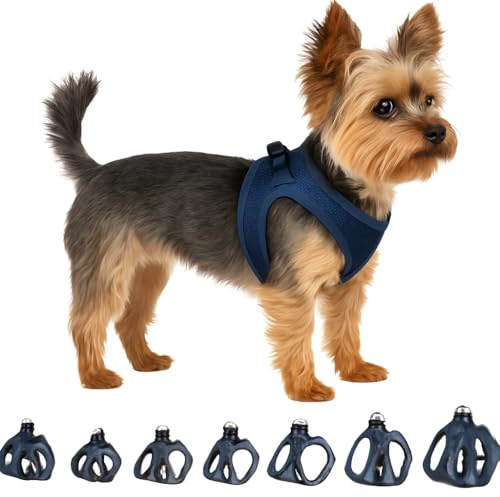 Hundegeschirr - hundegeschirr kleine Hunde - 28–30cm A. Brust / 30–32cm B. Bauch - Flamingo Harness Step&Go Bento Dunkelblau XS