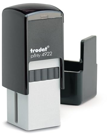 Mister Timbri Timbro Autoinchiostrante Trodat 20x20 mm Quadrato Personalizzabile - 5 Righe di Testo, Ecologico e Ideale per Dati Aziendali o Firma