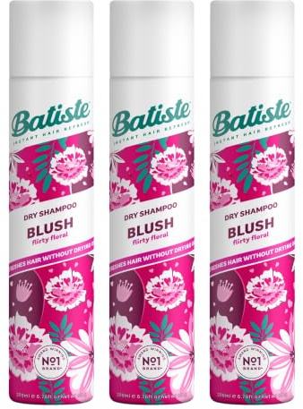 Batiste Dry Shampoo in Blush 200ml, Floral & Flirty Fragrance, No Rinse Spray to Refresh Hair in Between Washes (Packing May Vary) (Pack of 3)