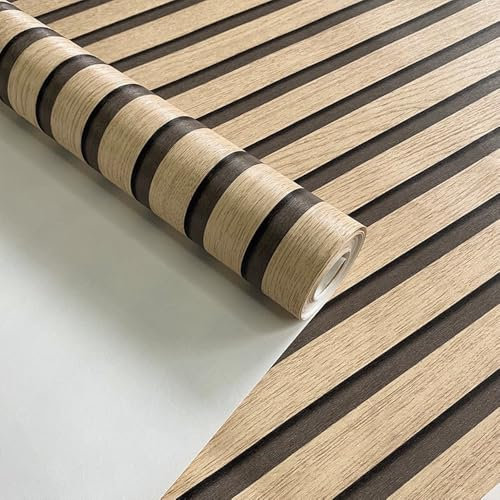 RHP Papier peint en non-tissé effet bois 3D – Panneau mural design, mur moderne à lamelles dans un look scandinave, aspect naturel, effet mur en bois, 0,53 x 10,05 m (930055)