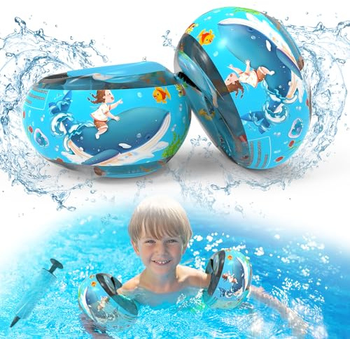 Braccioli di Sicurezza Gonfiabili per Nuoto Bambini 1 a 6 Anni - Triplo Airbag per una Maggiore Galleggiabilità, con Nucleo in Schiuma Sicura, per Bambini 6-18 kg, per Piscina e Attività Estive(Blu)