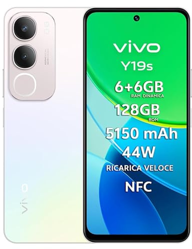 vivo Y19s Smartphone 4G, 6+6 GB RAM+128 GB, Fotocamera AI 50MP, Batteria 5150 mAh, Ricarica Veloce 44W, Display 6.68” 90Hz 1000 Nits, Audio 300% Stereo, UltraSottile 8.1mm