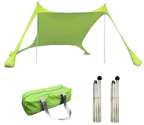 Strandtält solskydd – 210 x 150 x 170 cm solskydd skyddstält | UPF50+ strandskydd baldakin med stabilitetsstänger och förvaringsväska | För stränder camping fiske utomhus