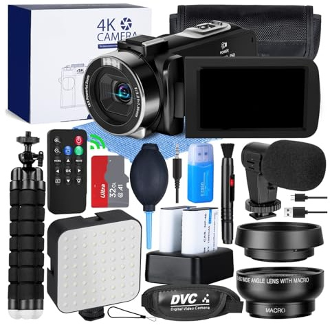 4K-videokamera 60fps/48MP UHD-videoinspelning digitalkamera med fjärrkontroll, 18X digital zoom kamera autofokus