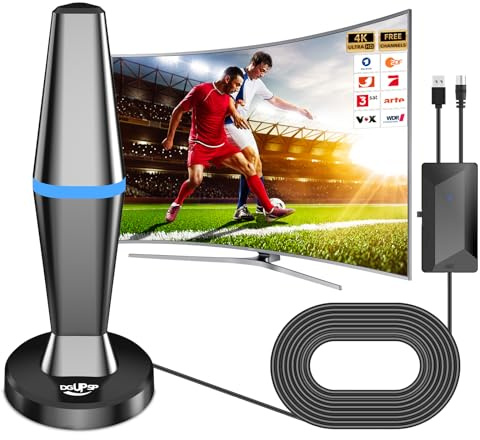 DVBT2 Antenne, DVB-T/DVB-T2-Antenne, Stärkere Stabantenne für digitales Fernsehen/Digital TV/DAB Radio/DVB-T2 Tuner Stick, Maximale Signalqualität - Mit Magnetfuß 3m Kabel