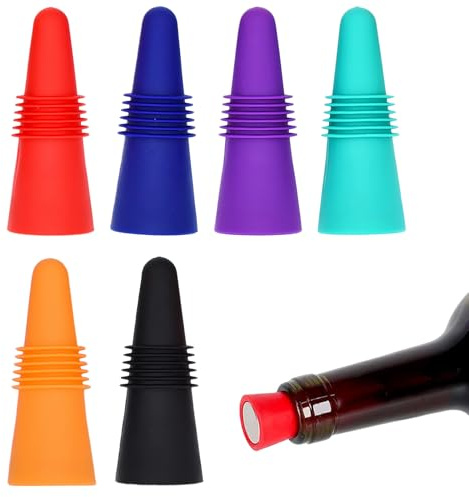 6 Pcs Wine Bottle Stoppers,Stopper,for Beverage Bottles,Effective Sealing Prevents Leakage of Reusable Silicone Fit a Variety of Glass Beer Caps Cap Leak Proof Champagne,for Kitchens and Bars