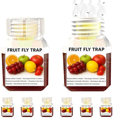 Mineup Trampas para Moscas de la Fruta, Pack de 8 Trampa Atrapa Moscas, Trampa para Moscas Interior, Dura 3 semanas, No es Tóxico y es Inocuo para el Control de Insectos en la Cocina