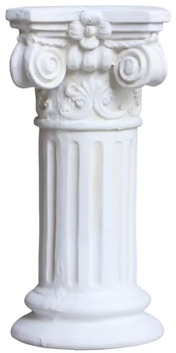 Ginwrek Pedestal de Columna Romana Elegante Base de Resina Blanca para estatuas de jardín y decoración del hogar Soporte para Escultura de 40 cm de Altura.