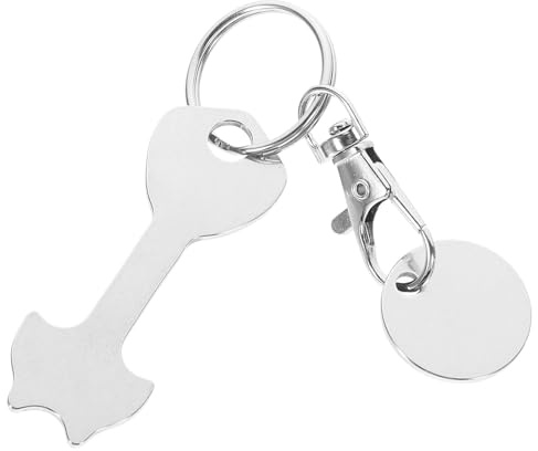 YARNOW Shopping Cart Token Keychain Metal Keyring with Trolley Coin Holder Pendant Portable Shopping Trolley Token Keyring for Supermarket Use