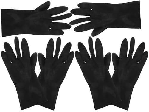 TIDTALEO 3 Pares de Guantes para Teñir el Cabello Negros Impermeables Antideslizantes de Goma y Plástico Protección de Manos para Peluquería y Manualidades Talla L