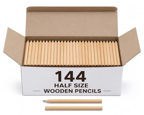 Evrite half size wooden mini hexagonal pocket pencils for golf scorecards, classrooms, offices, restaurants & kids,easy to sharpen - pack of 144 pencils