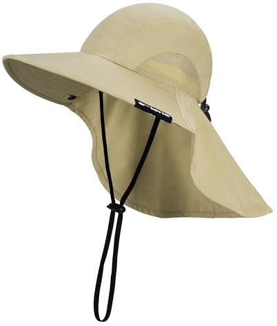 Solaris Sun Hat with Neck Flap, UPF 50 Sun Protection Lightweight Sun Cap for Men Women, Wide Brim Hat for Fishing Hiking Beach Safari, Olive
