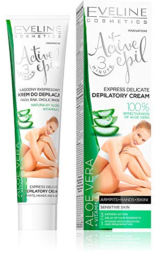 Eveline Cosmetics Active Epil Hair Removal Cream for Sensitive Skin with Aloe Vera & Vitamin E - Long-lasting Smoothness, Nutri-Epil Fusion™ Formula