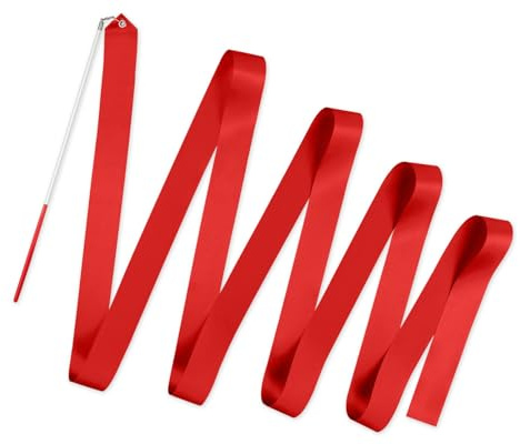 SCSpecial Nastri da ballo con bacchette 4 m Nastro da ginnastica ritmica Streamer da danza per bambini Baton Twirling (rosso)