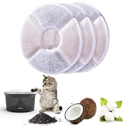 PetTec Katzenbrunnen | 3er Set Nachfüllpack 4-Phasen-Filter für 2. Generation des PetTec Trinkbrunnens | Tierbrunnen für Beste Wasserqualität für Hunde & Katzen Grau