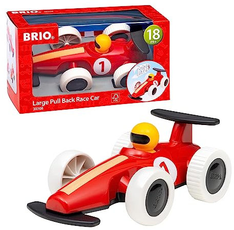 BRIO 30308 Großer Rennwagen mit Rückziehmotor - Zurückziehen und los geht‘s! - Empfohlen für Kleinkinder ab 18 Monaten