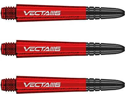 WINMAU Dart Shaft - Vecta Polycarbonat Dartschäfte - 1 Set pro Packung (insgesamt 3 Dart-Schäfte) - Professionelles Dartzubehör - Rot & Schwarz Blade 6 Medium Schäfte