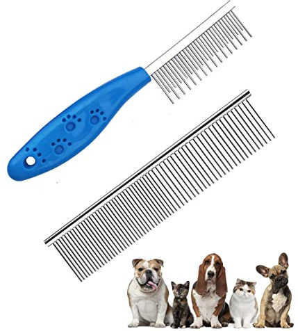 Flohkamm für Katzen und Hunde, 2 Stück Hundekamm,Katzenkamm,Stahl Hundekamm,Hundekamm Metall, Läusekamm Staubkamm für Hunde Katzen Effektiv Gegen Flöhe & Läuse Profi Floh Kamm für Hund & Katze