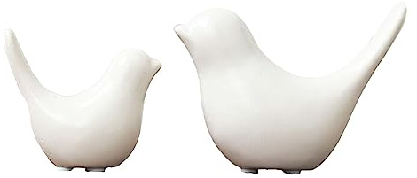 Moaobooh 2 stycken fågel staty, moderna djurskulpturer keramik hem skulptur dekoration för dekoration ornament vardagsrum sovrum kontor skrivbord skåp (kvinna)