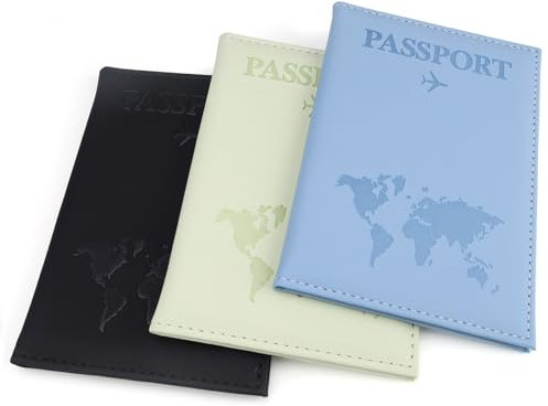 KLEHOPE 3er Set Reisepasshülle Personalisiert - Passport Holder mit Kartenfächern, Spritzwasserschutz & Schlankdesign Passport Tasche für Damen/Herren (Reisepässe, Personalausweise, Kreditkarten)