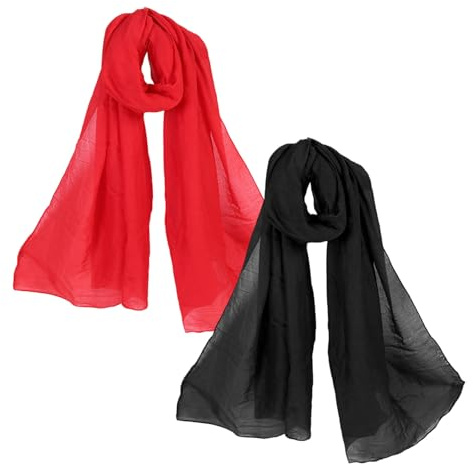 UILYNIU 2 Pièces Echarpe Châle Femme, Foulard Femme écharpe pour Légère, Foulard en Mousseline de Soie, Écharpe en Chiffon Doux Tulle, Echarpes et Foulards Femme, 55 * 180 cm