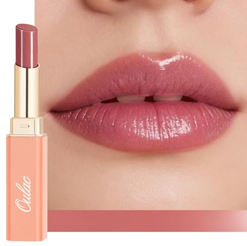Oulac 2 in1 Lippenstift und Lippenbalsam, Saftiger & Glänzender Pflegender Lippenstifte, Lippenpflege, Natürliche und Hydratisierte Lippen, Glänzender Effekt für Trockene, Rissige Lippen, Vegan 17