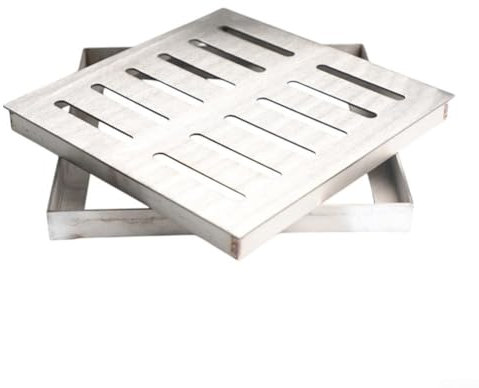 Rejilla de drenaje, cubierta de drenaje de agua de lluvia de acero inoxidable, rejilla de canal de drenaje para cubierta de calzadas en carretera (300 x 300 x 30 x 3 mm)