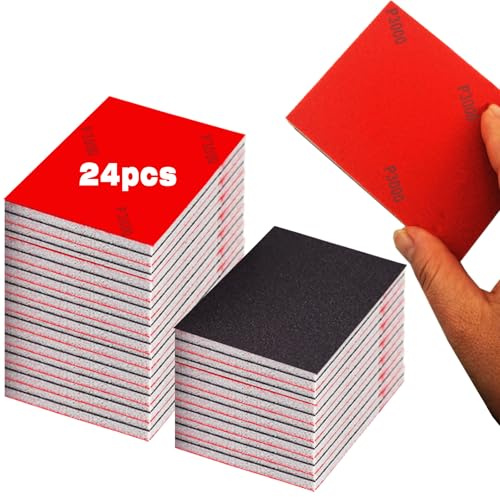 YFLeomry Juego de 24 esponjas de lijado, grano P240-320, bloque de lijado, esponja de lijado en húmedo, seco, papel de lija para madera, metal, color, muebles, modelismo