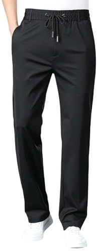 Pantalon habillé pour homme coupe slim, pantalon de bureau pour homme coupe extensible taille élastique cordon de serrage avec poches pantalon formel coupe décontractée couleur unie pantalon jambe
