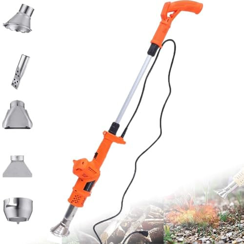 Bruciatore elettrico for erbacce da giardino, attrezzo elettrico termico da 2000 W con 5 ugelli, flusso d'aria di 500 l/min, temperatura regolabile 80-650 ℃, for diserbo a fiamma, prato, ghiaccio che(