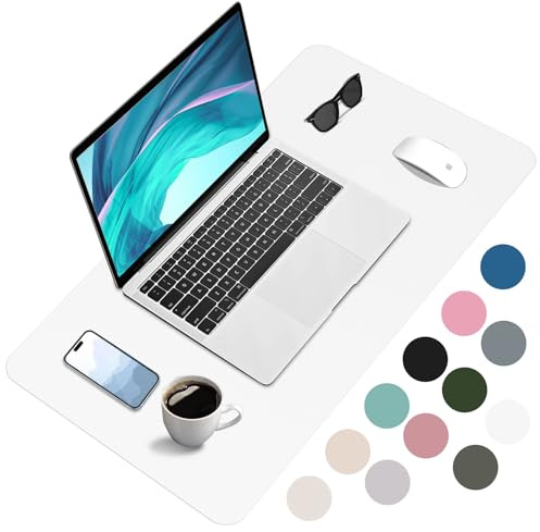 Zanfqvo Skrivbordsmatta - Vattentät Halkfri Skrivbordsunderlägg - Stor Musmatta för Kontor/Hemmet, 90 cm x 43 cm (vit)