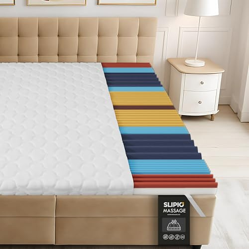 SLIPIO Topper Materasso 130x200 cm | 6cm Alto | 5 Zone Massaggio Ergo+ | Adattamento Ergonomico del Corpo | Fodera Traspirante e Lavabile | Topper Ipoallergenico
