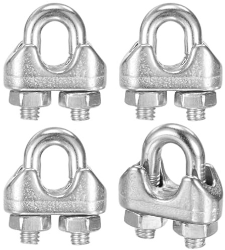 M METERXITY 4-Pack Cable Clamps, M3 Stainless Steel 3mm Wire Rope Clip Thimble U Bolt Saddle Fastener for Diameter Cable Rigging/Sailing/Clothesline, Wire Clamps