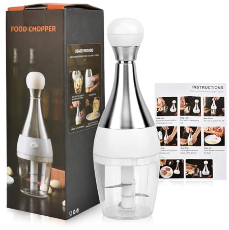 Manual Pressed Chopper, Upgraded Mini Multi-Functional Stainless Steel Cutter Garlic, Easy to Clean, for Chopping Garlic, Onions, Potatoes, Peppers