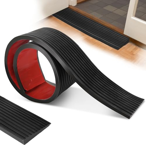 Swawis Dörrtröskelramp, självhäftande övergångsprofiler, 900 x 80 x 10 mm, gummiramp, uppkörningsramp för dörröppningar, rullstol, barnvagn, rullator eller e skoter