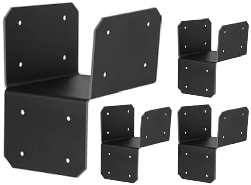 Set med 4 trästolparhållare för anslutning, robust stålbalkhållare, slitstarkt stöd, strukturellt material för uteplats carport, paviljonger