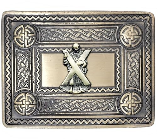 Scottish Kilt Belt buckle - Stag Head Celtic Belt Buckles for Men Antique Silver Finish, Traditional Highland Dress Accessory for Kilts & Formal Wear