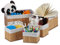 Relaxdays Aufbewahrungskorb 6er Set, mit Stoffbezug, Bambus, rechteckig, Bad, Accessoires, dekorativer Organizer, natur
