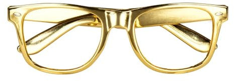 Boland 02627 - Partybrillen Gold, 3 Stück, Spaßbrille, ohne Sehstärke, Rapper, Star, Accessoire, Mottoparty, Karneval