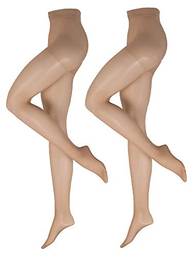 Nur Die 2er Pack Fit in Form 40 DEN starke Stützwirkung Große Größen semi-blickdichte Fein-Strumpfhose seidig mattee Optik entlastet die BeineKomfortbund Damen, perle, XL