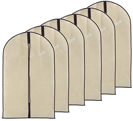 HUSL Fundas de Ropa con Cremallera 6 Piezas, Bolsa Tela de No-Wonven Cubiertas Protectora de Ropa Transpirables,Fundas de Ropa Antipolvo y Lavable para Vestidos,Trajes,Chaquetas(60X100CM 6unds)