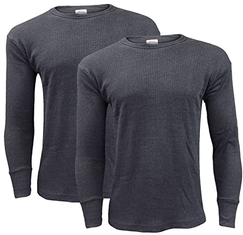 Gaffer 2 Pack Mens Thermal Top Long Sleeve T Shirt Warm Underwear Baselayer Thermals Winter Ski Wear CHC M