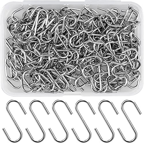 150 Pièces Mini Crochets en S en Acier Inoxydable 20 x 8 mm S Crochets Connecteurs en Métal Cintres à Crochet en Forme S pour Bricolage, Bijoux Suspendus, Porte-Clés, Étiquettes, Artisanat DIY