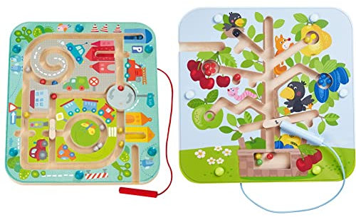 HABA 301056 - Magnetspiel Stadtlabyrinth, pädagogisches Holzspielzeug für Kinder ab 2 Jahren, schult die Logik und Feinmotorik & 306083 - Magnetspiel Obstgarten, Motorikspiel