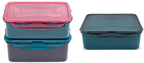 Lock & Lock HPL817HS2RCL Eco Friendly Food Storage Container Set, 1.4l and 1l, Set of 2 & HPL826RCL Eco Food Storage Container, Multi, 2.6L