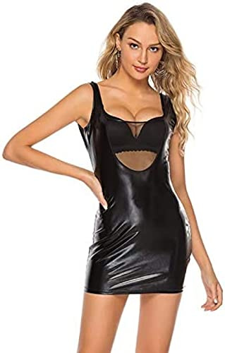 Body De Piel Sintética Para Mujer, Vestidos Sexys De Efecto Mojado, Mono De Charol, Ropa De Fiesta DS Para Discoteca,Negro,4X-Grande