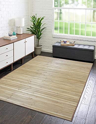 IlGruppone Tappeto Arredo In Vero Bamboo Naturale Grande a Listelli Bordato Bambù Soggiorno Cucina Salotto Listello Legno - Oro - 120x180cm